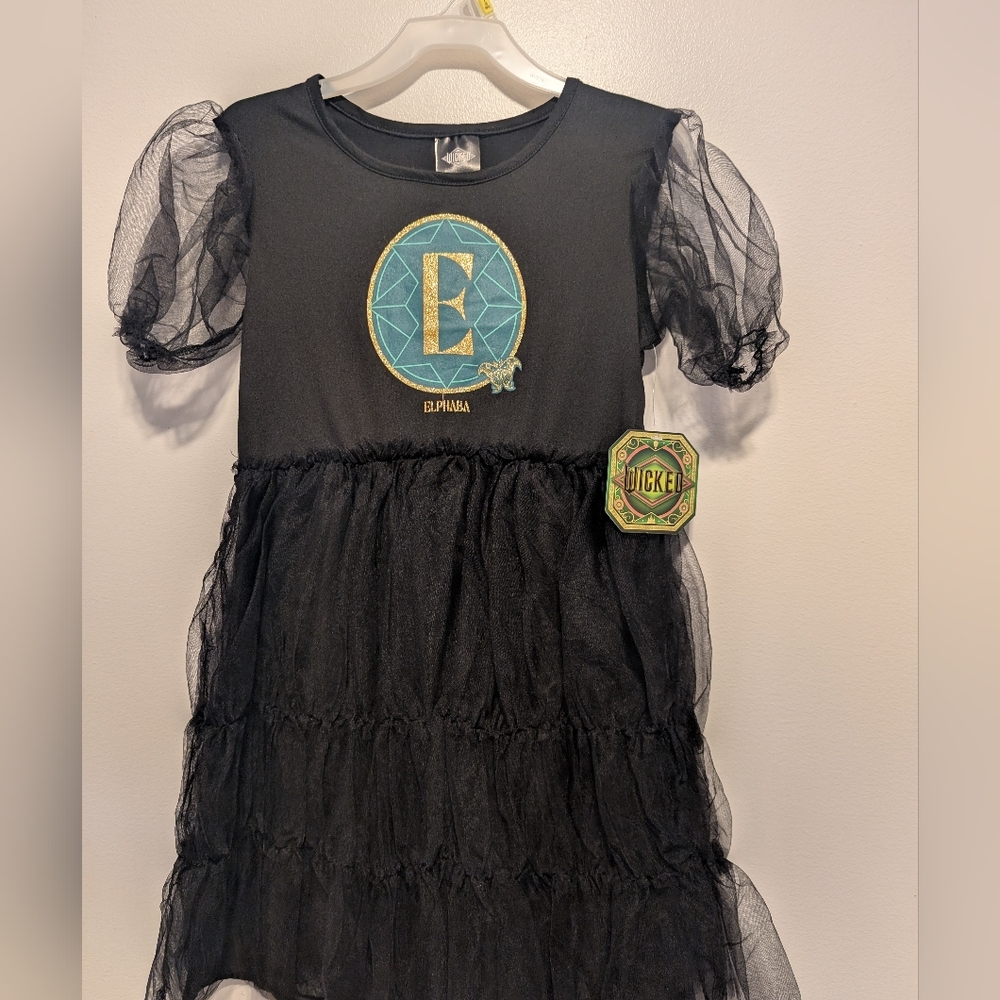 Black Kids Dress with Sheer Sleeves Girls Size LG 10 - 12 Brand New with tag